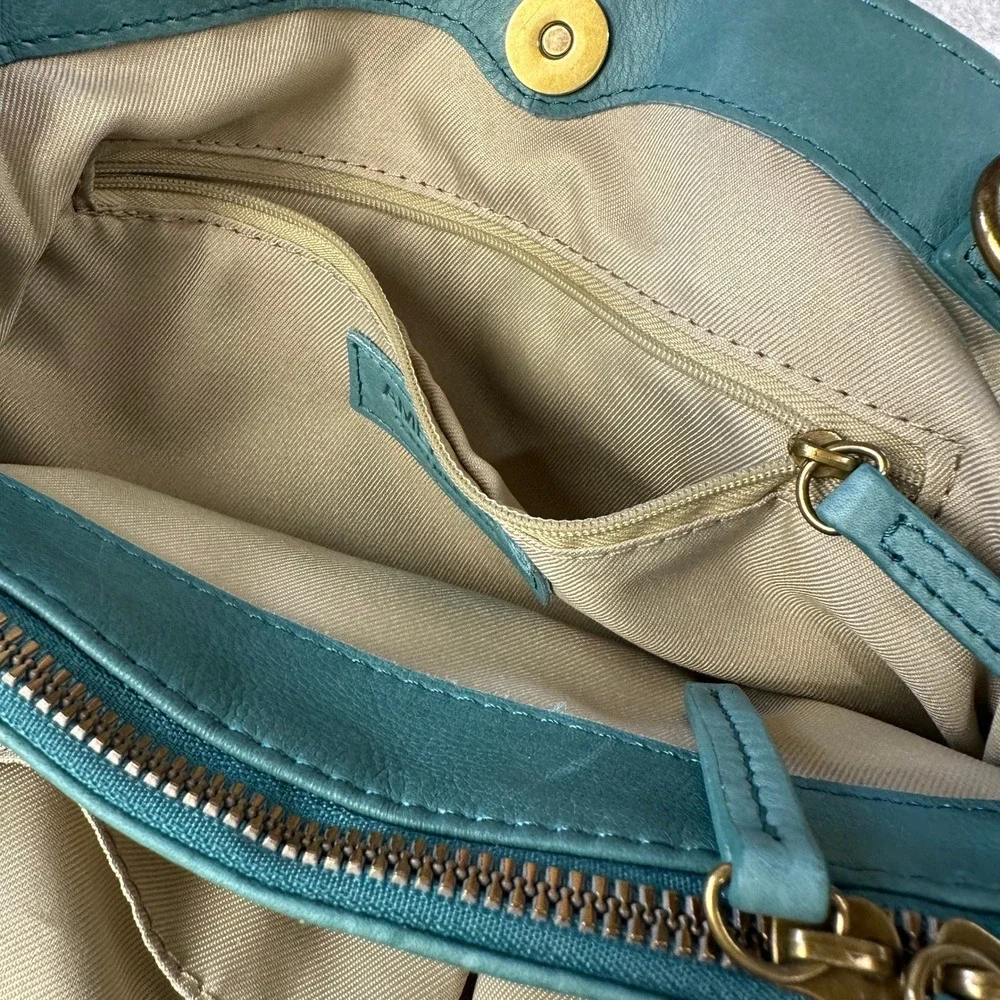 American Leather Co Daiquiri Green Ada Triple Entry Satchel Crossbody Handbag